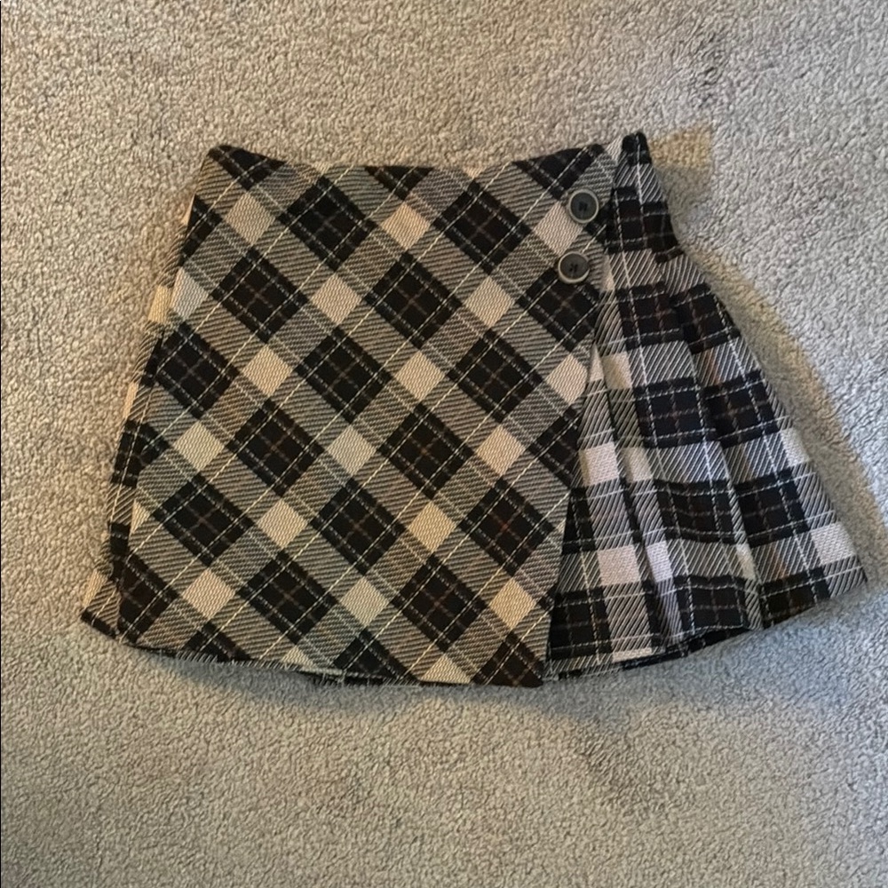 Zara Kids Plaid Skirt with Button Detail